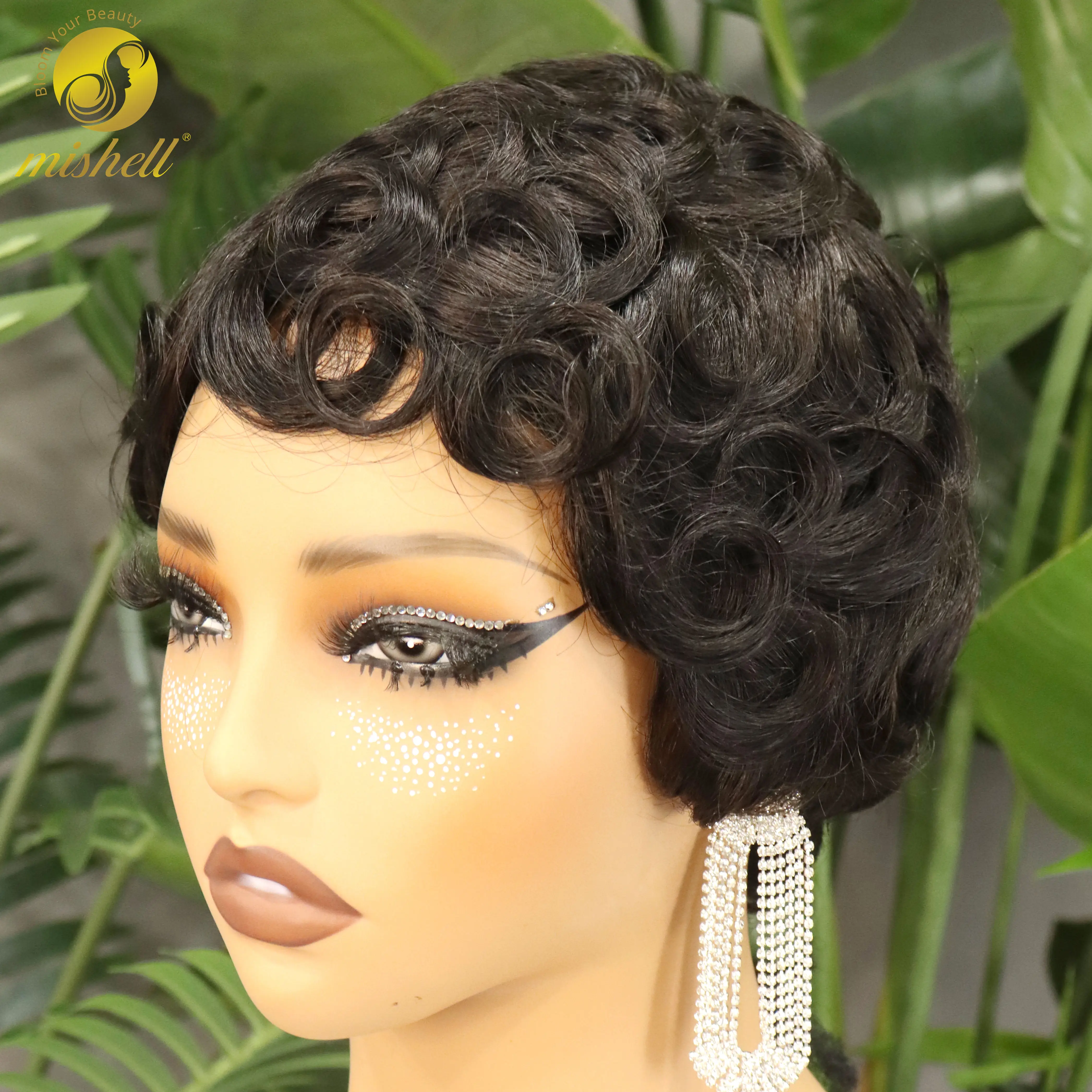 

Короткий парик-пикси из натуральных волос, 200% плотность, цветной, полностью машинной работы, 100% бразильские волосы Реми Фуми, парик-боб для чернокожих женщин