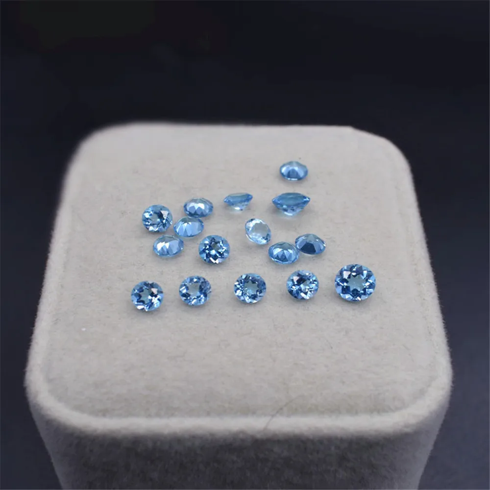 10pcs Aquamarine Round Faceted Gemstones Brilliant Cut High Quality Vivid Blue Aquamarine Gem Small Sizes 0.8mm-3mm AM021