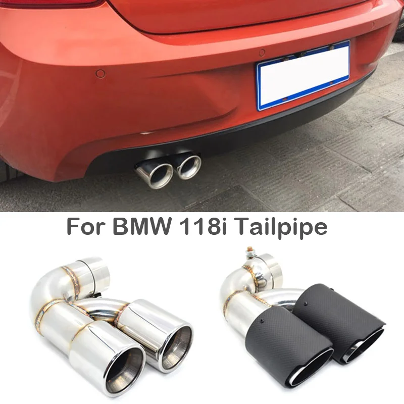 Auto Auspuff Spitze Endrohr Für BMW 118i 116i 120i F20 F21 2013-2016 Edelstahl Carbon Faser dual Auspuff Spitze