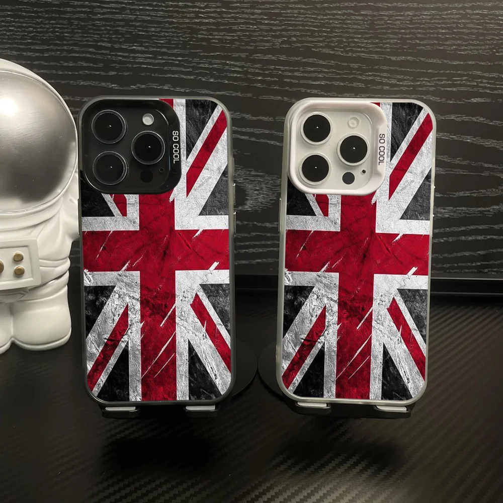 Union Jack British English UK Flag Phone Case IMD Color Silver Shell For IPhone 16 15 14 13 12 11 Pro Max Plus