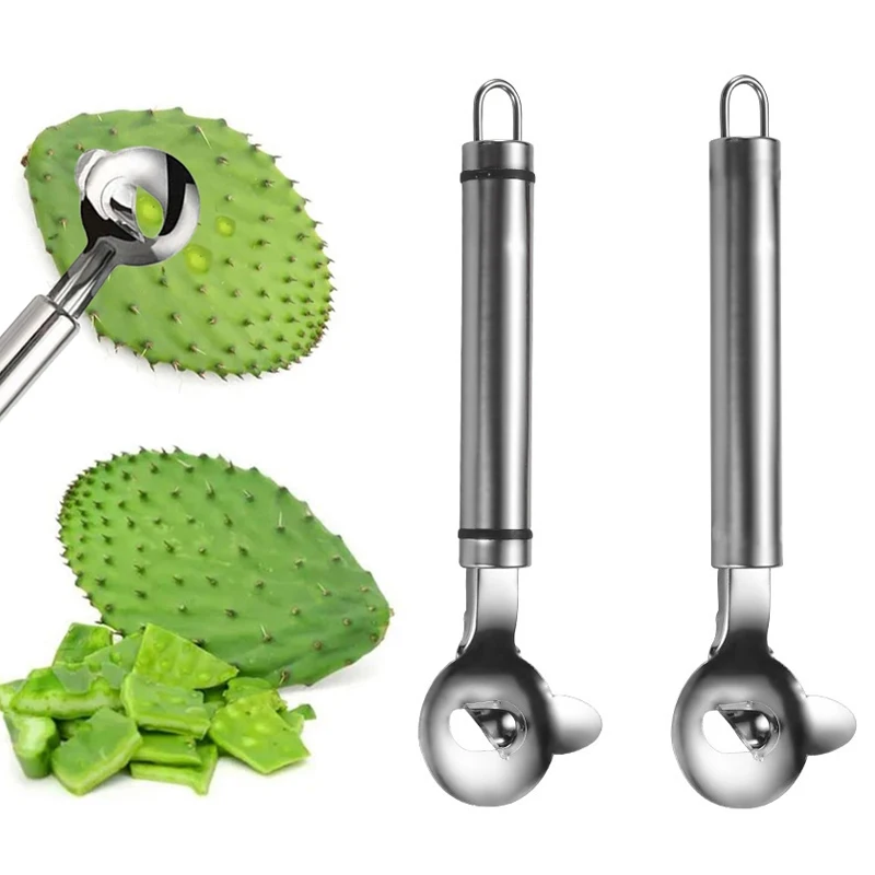 1Pcs Cactus Peeler Meatball Spoon Stainless Steel Nopales Peeling Tools Mutifuctional Spines Peelers Household Kitchen Gadget