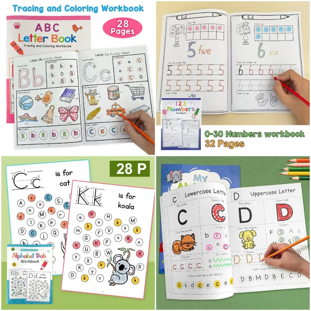 Multicolor Alphabet Workbook Upper or Lower Case Teaching Tool a-Z Writing Recognize English Letters Spell Exercise Book