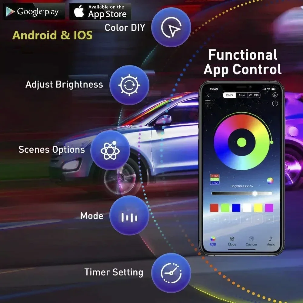 For BMW X3 X3M X4 X4M 2022-2024 G01 G02 F97 F98: RGB DRL Module, Full Spectrum DRL with Phone App Control & Customizable Modes