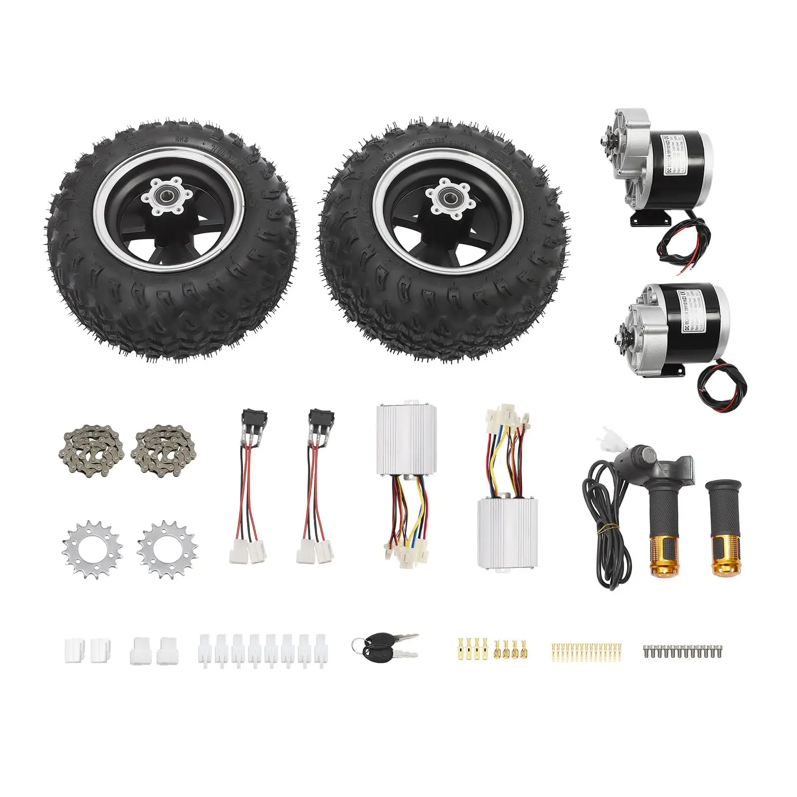 Kit di conversione scooter carrello, kit di conversione ruota pneumatica motrice 36V 350W Set ruota doppia elettrica Azionamento motore velocità 6,21Mph