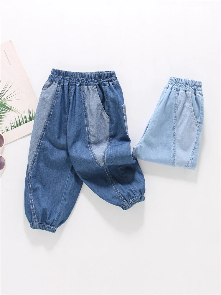 Children's Mosquito-Resistant Cotton Jeans Breathable Casual Thin Summer Long Pants Baby Boys Loose Fit Summer Jeans