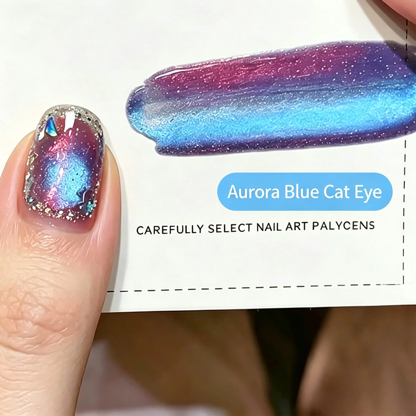 MIANEL Arctic Blue Cat Eye Gel Nail Polish 2026 Fall/Winter New Colorful Gradient Aurora Glass Bead Cat Eye Nails