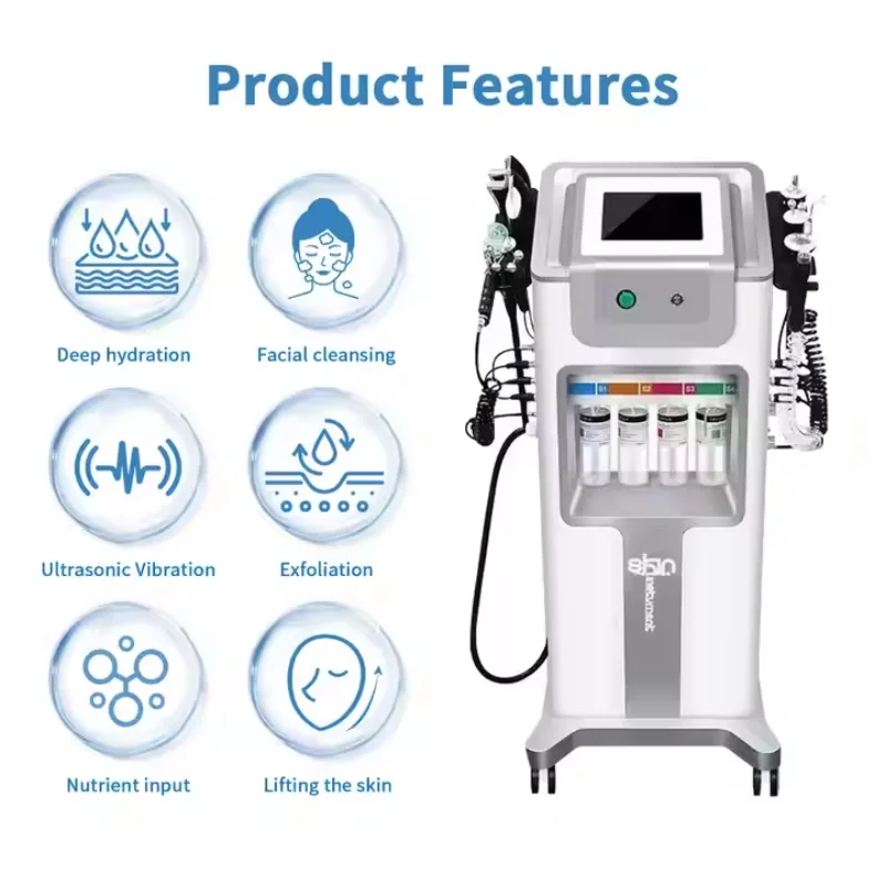 New 12 In 1 Hydro Dermabrasion Facial Machine Aqua Peeling Deep Cleansing Hydra Small Bubble Facial Skin Rejuvenation SPA Device