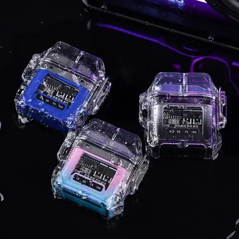 USB 충전식 텅스텐 와이어 안전 라이터 휴대용 빠른 충전 라이터 남자의 절묘한 선물 담배 액세서리 점화 9 2025년 신형 투명 쉘 더블 아크 USB 전자 라이터 TYPE-C 고속 충전 COB 조명 플라즈마 라이터 전기 방수