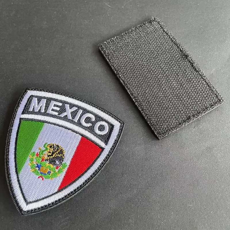 2PCS Mexico National Flag Eagle Morale Applique Embroidery Patches,PVC Backpack Stickers IR Reflective Badges For Hat,Armband