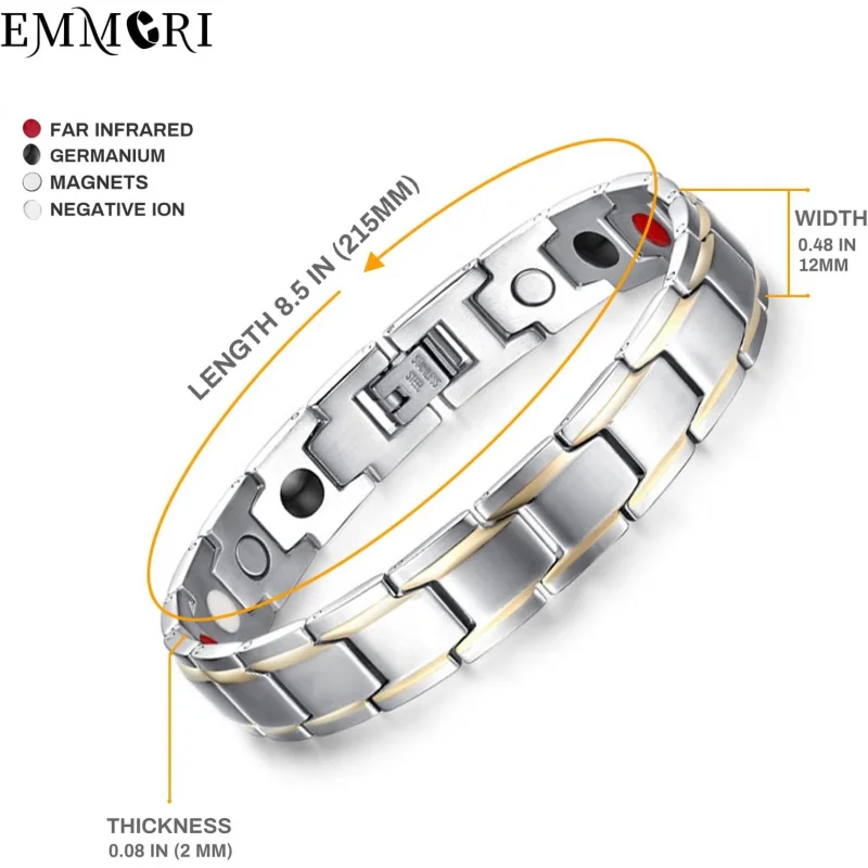 Ultra Strength Magnetic Bracelet - 3,500 Gauss Per Magnet -Magnetic Bracelets for Men Woman - Adjustable Length