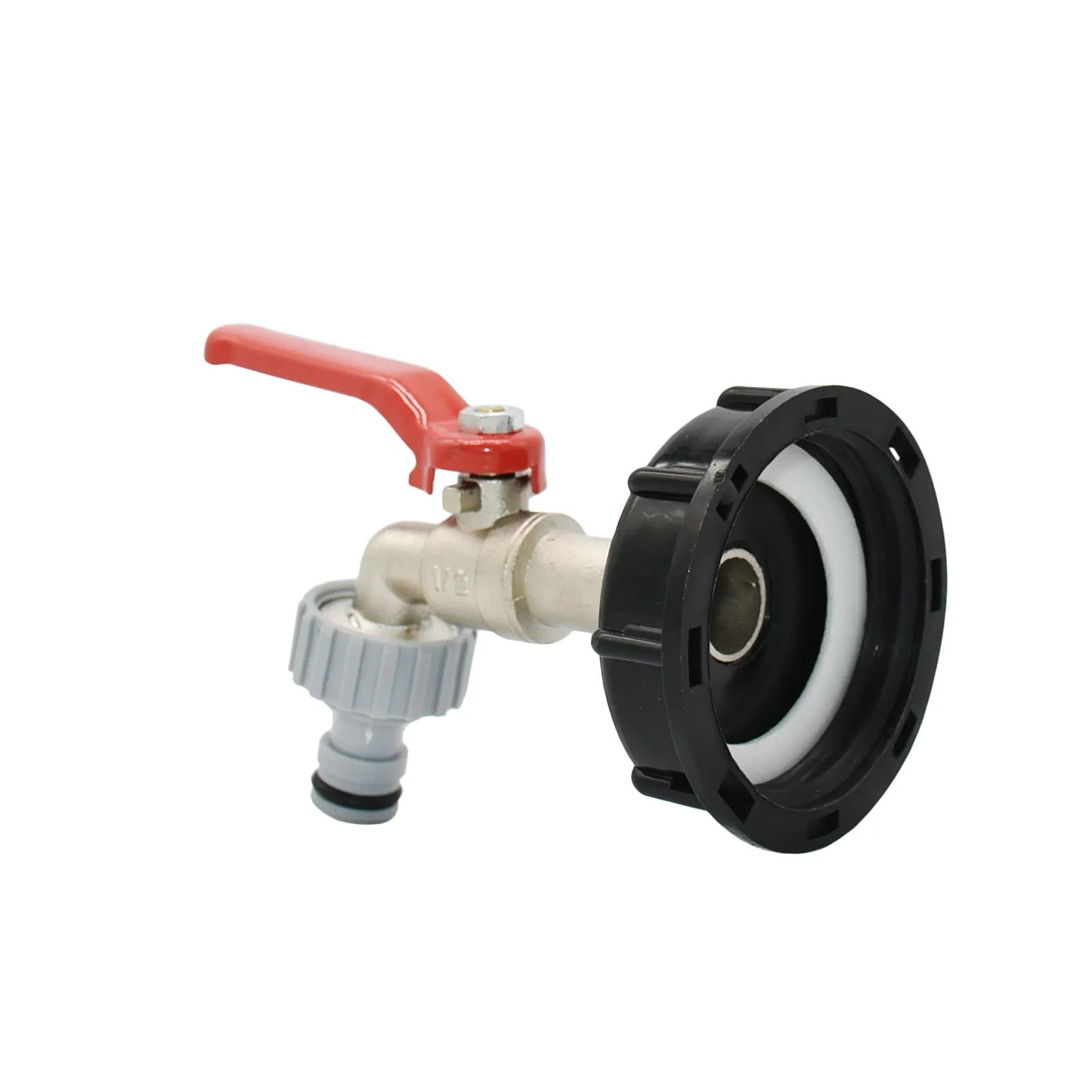 Adaptador de grifo IBC S60x6 a boquilla de 16mm, conector rápido para manguera de jardín de aleación de barril de 1000 litros