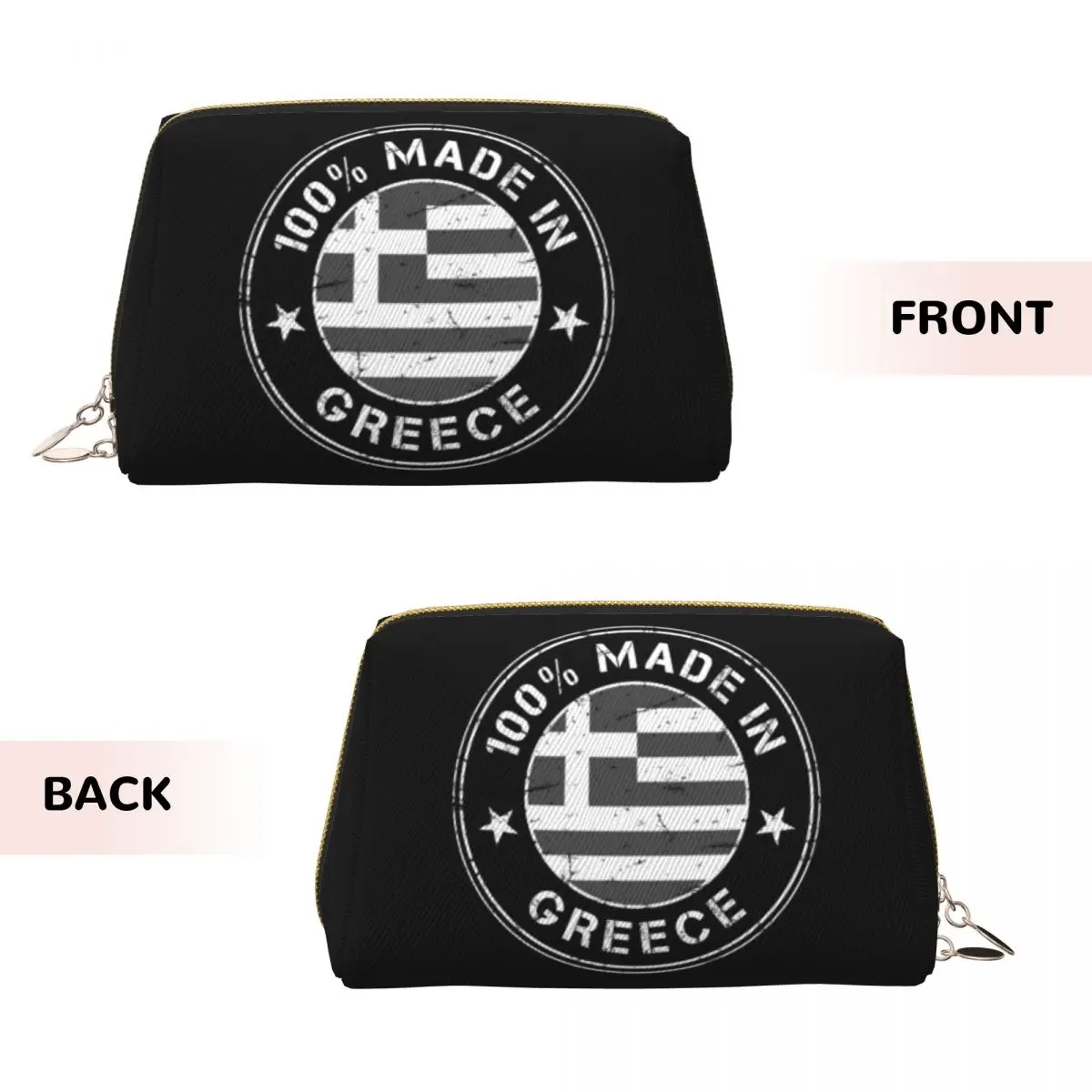 Greece Greek Flag Women Cosmetic Bag Travel Makeup Organizer Pouch Toiletry Storage Dopp Kit Case