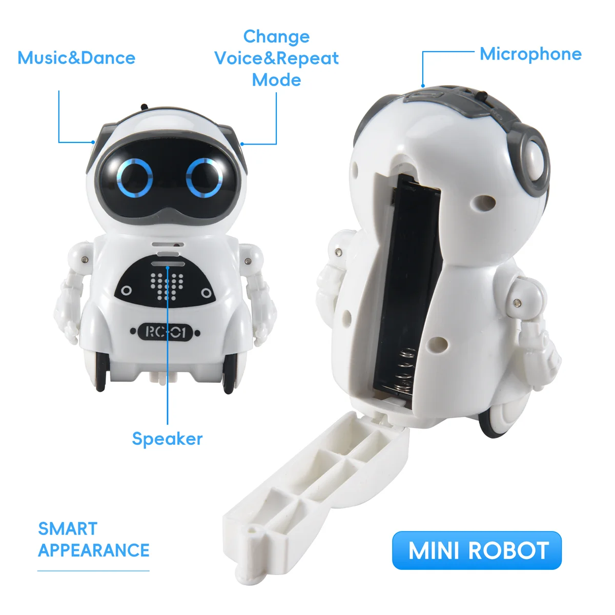 Mini RC Pocket Robot voor kinderen met interactieve dialooggesprek, spraakherkenning, chatrecord, zingen en dansen