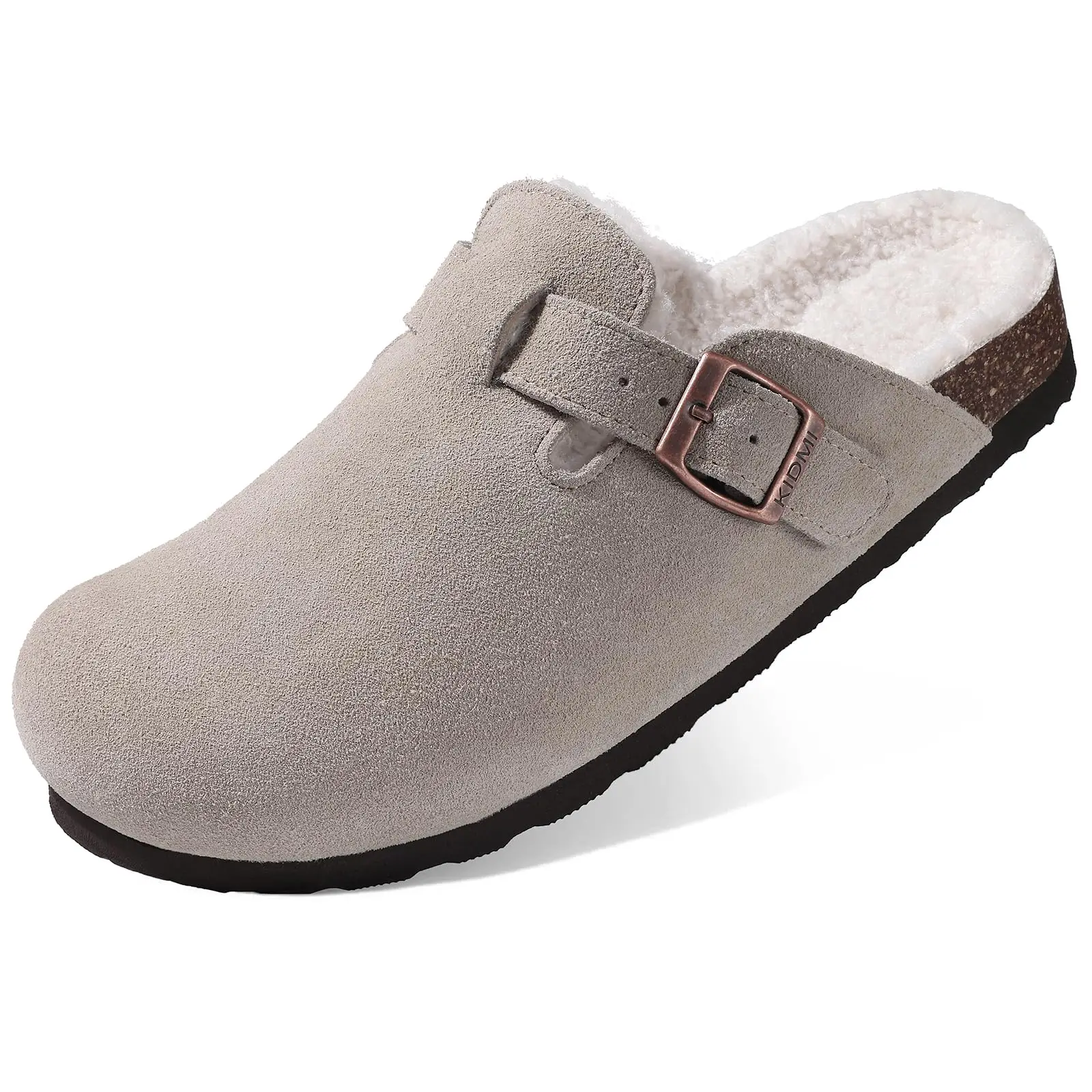 Zamszowe chodaki damskie z podszewką futrzaną Lady Girls Winter Fuzzy Cork Footbed Mules Slip On Potato Shoes Nowe Wygodne Ciepłe Kapcie