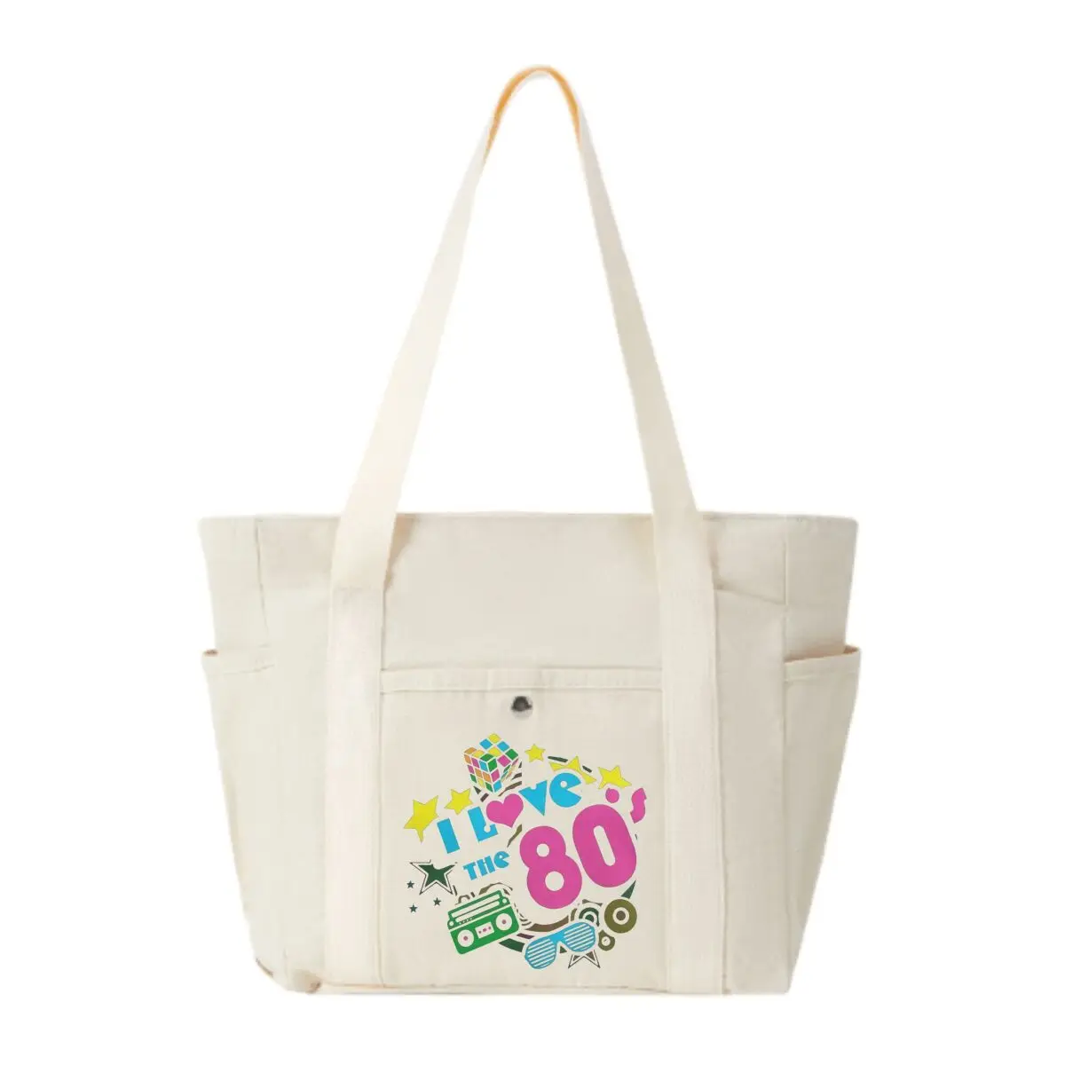 

I Love the 80s Retro Pop Design Large Canvas Shoulder Bag Women's Simple Shopping Bag