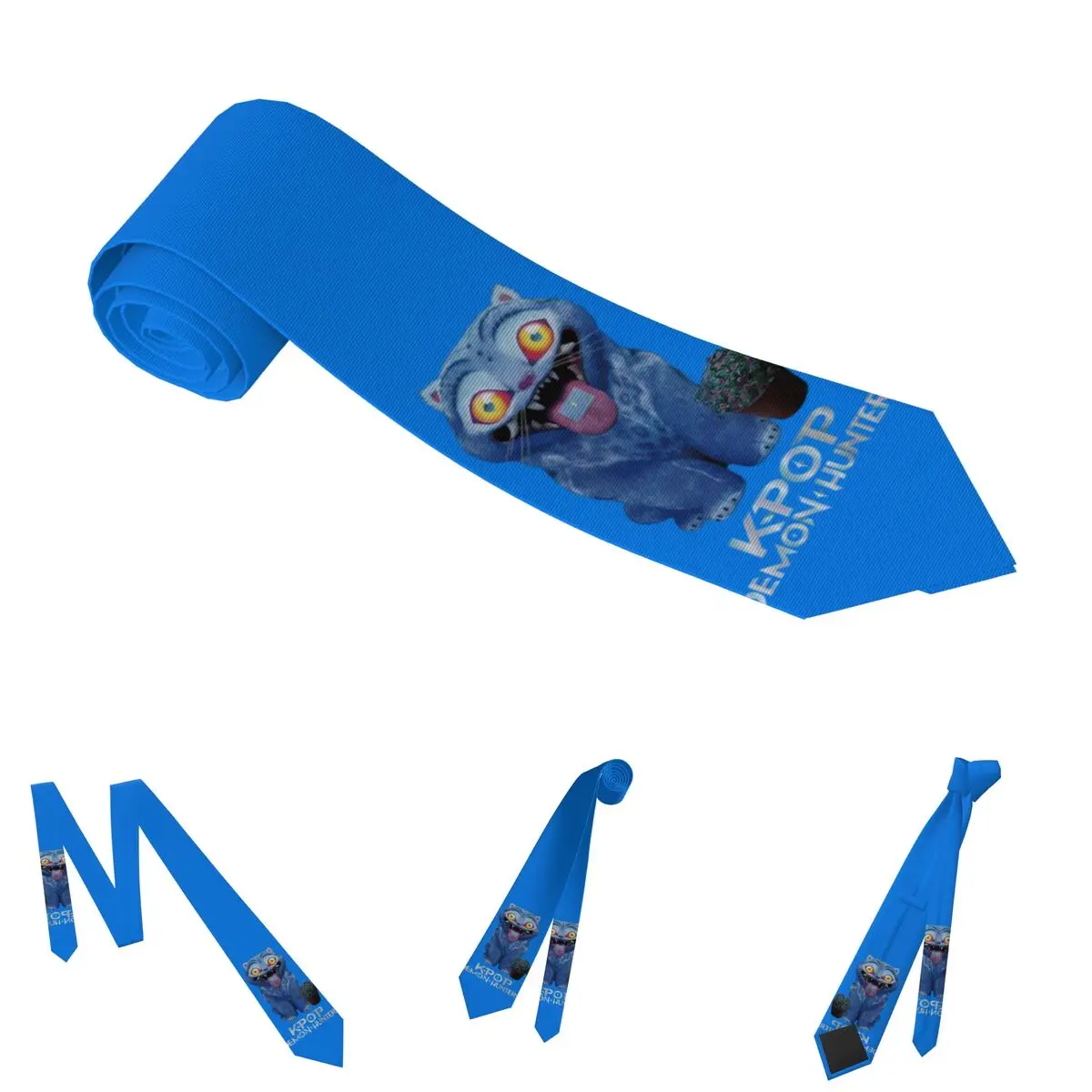 Derpy الأزرق النمر ربطة العنق 8 سنتيمتر KPop شيطان الصيادين رابطة عنق للرجال قميص واسع اكسسوارات Gravatas اكسسوارات الزفاف الطرف #4