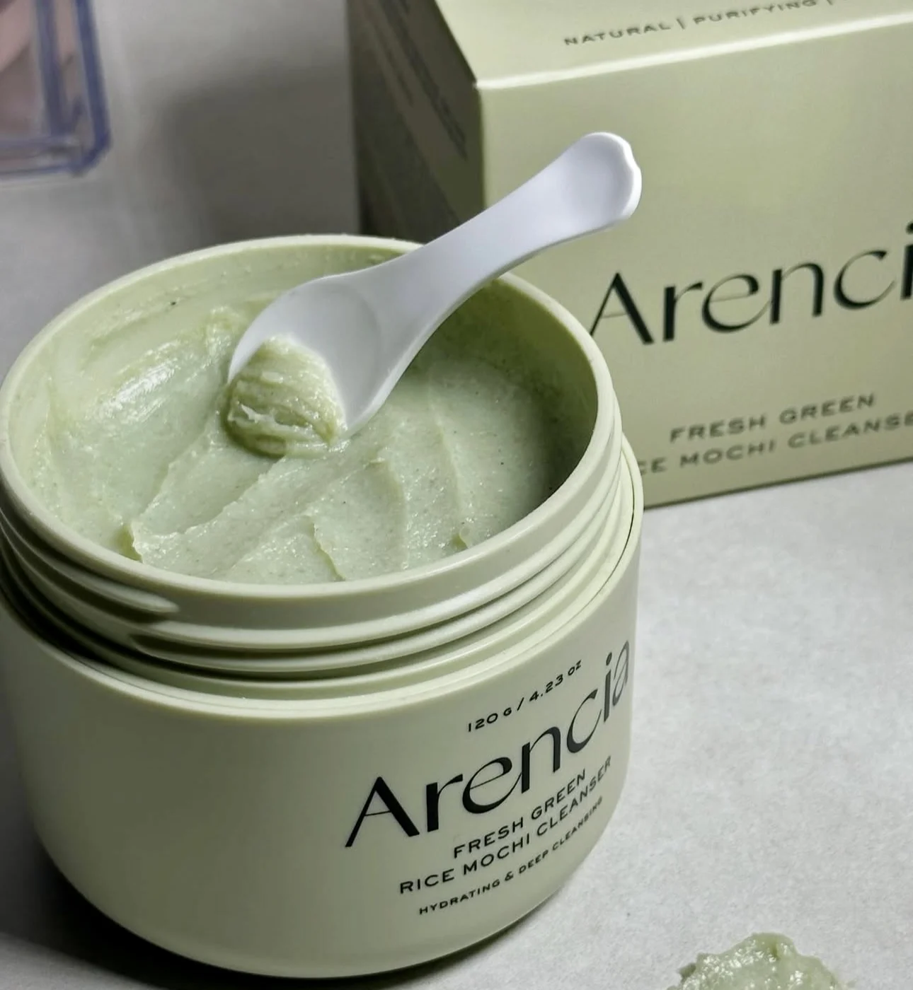

120g Hydrating Deep Cleansing Korean Cream Arencia Fresh Green Rice Mochi Cleanser Deep Clean Pores Dissolve Blackheads Cleanser