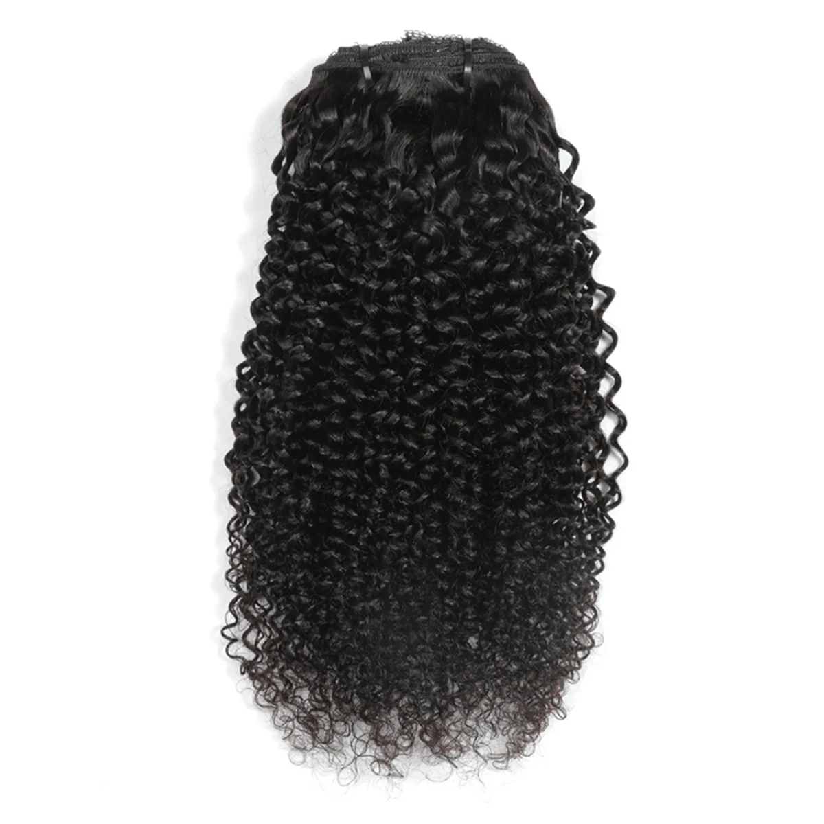 Hair Wig Natural Curls Hair Clip in Hair Extensions Full Head Sets Afro Hair Curls Clip Ins Bundles Natural Black 8 Inch