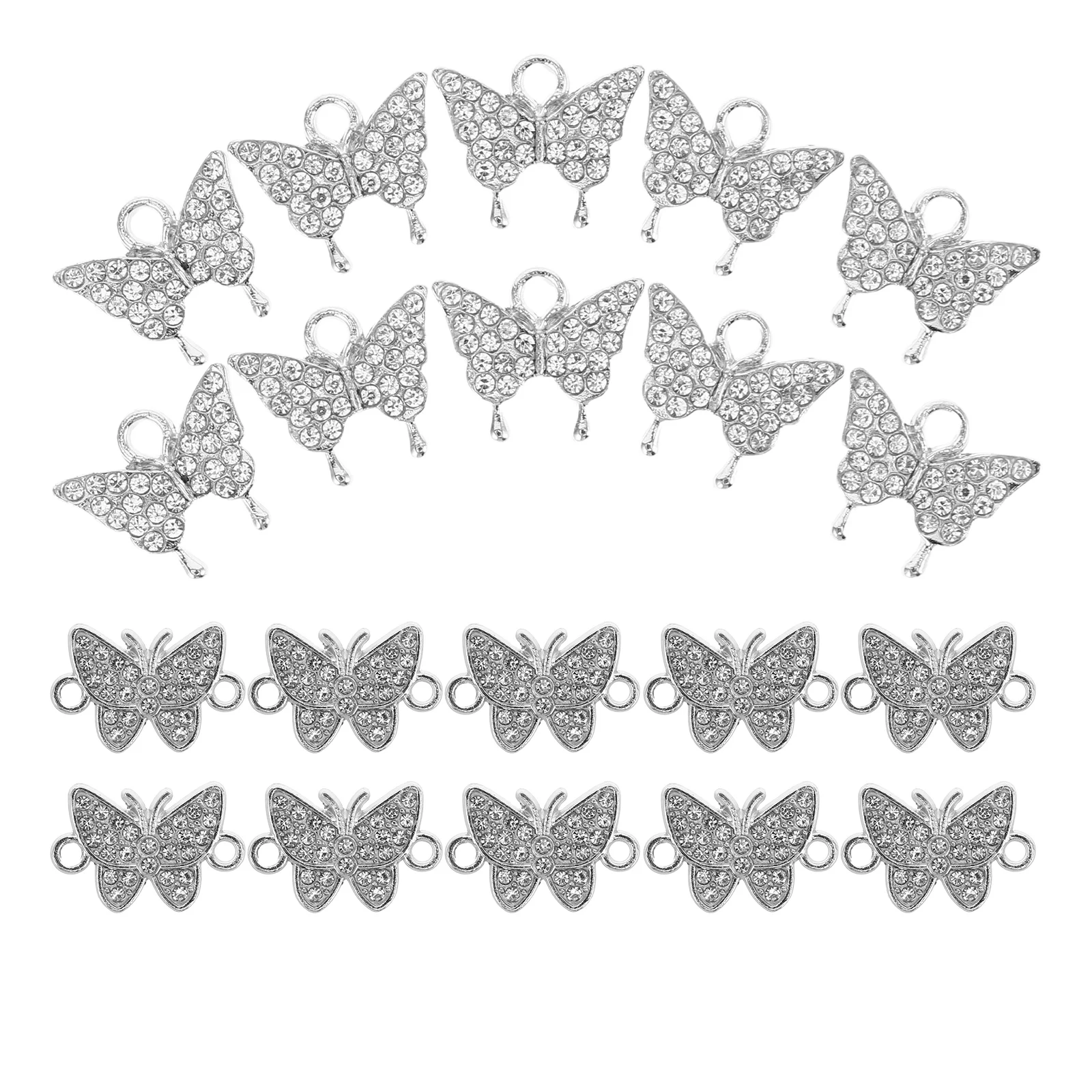 

20 Pcs Alloy Jewelry Accessories Butterfly Rhinestone Charms Pendants Spacer Animal Decorations Brass Connector