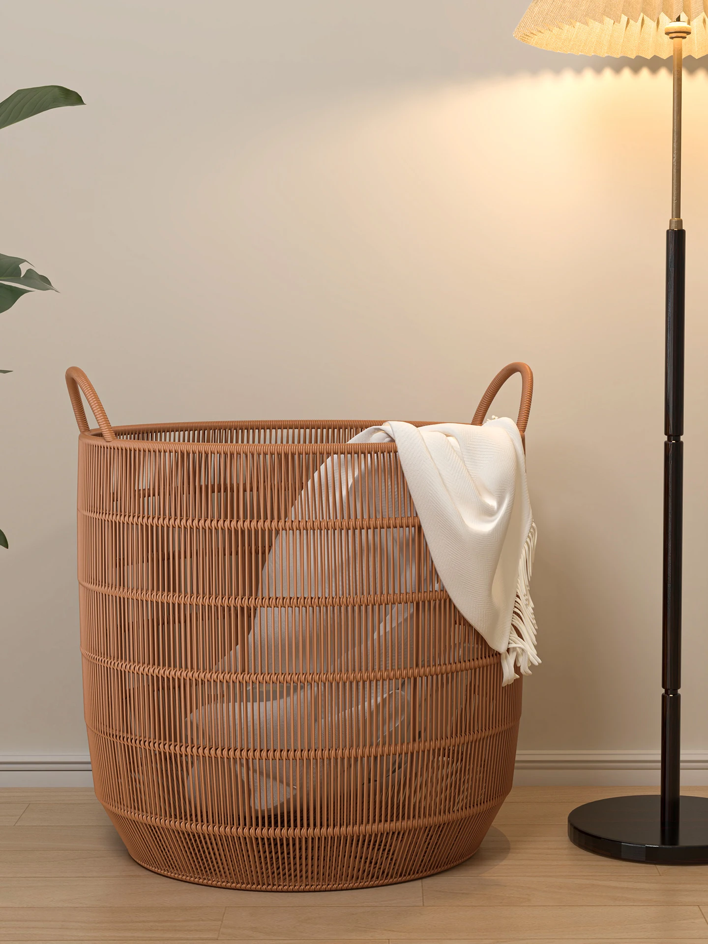 Cesto de ndería de lujo estilo mimbre, cesta de nento de ropa sucia para baño impermeable, cesta de basura r...
