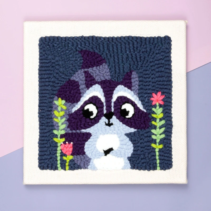 26*26cm Cute Animal Punch Needle Embroidery Kits for  Beginner Embroidery DIY Craft Kits for Adults Embroidery Punch Needle Kit