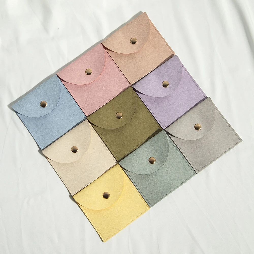 

Сумка для ювелирных изделий из микрофибры, однотонная замшевая сумка небольшого размера, конверт для упаковки ювелирных изделий, сумка на пуговицах для ожерелья, браслета, кольца