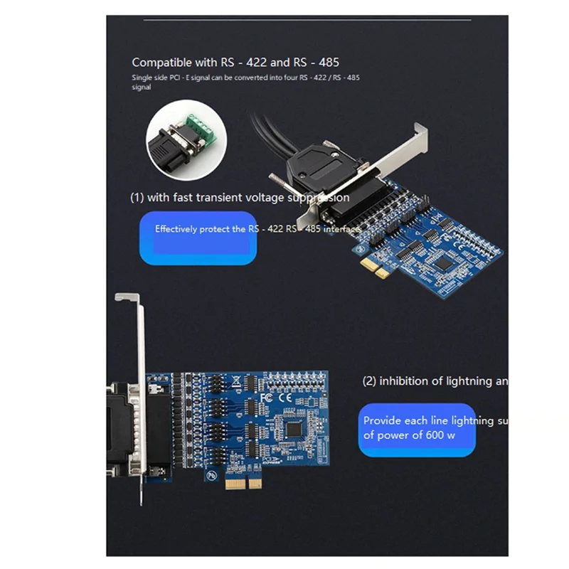

AEF7-1 PCS PCI Expansion 4 Ports RS422 RS485 Expansion Card PCI-E To RS-422 RS-485 Multi-Serial Card Industrial Protector PC+Met