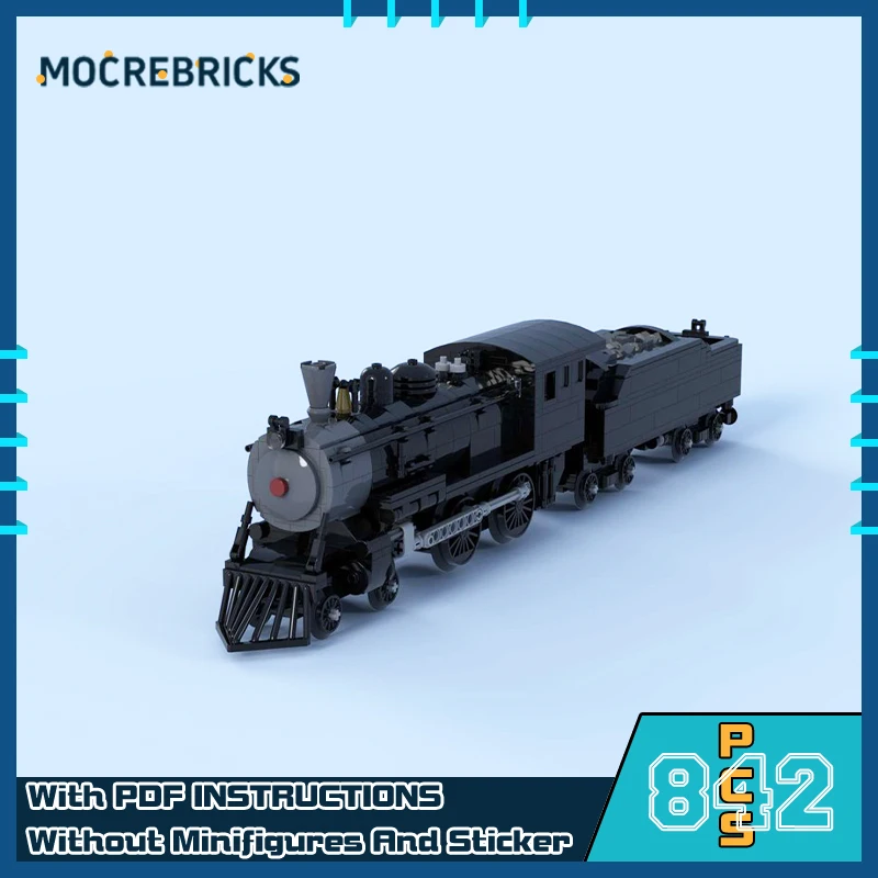 

MOC American Railway 4-4-0 паровой двигатель поезд v2 модель DIY строительный блок сборка технологии кирпичи игрушки для подарков