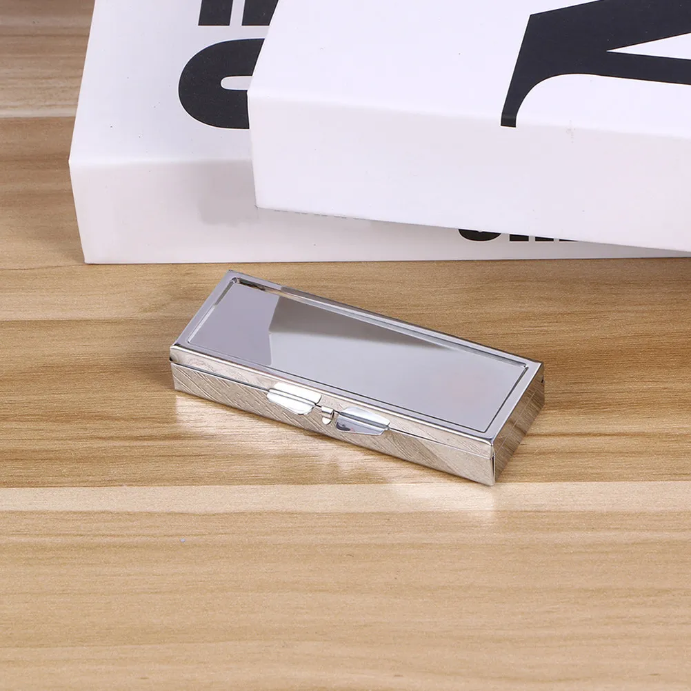 1Pcs Rectangular Pill Box Stainless Steel Candy Chewing Gum Container Portable Keychain Storage Small Space Saving Large