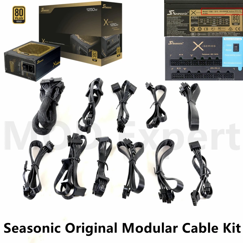 Original Seasonic X-650 X-750 X-850 KM3 Modular Cable, GPU PCIe 8Pin 6+2Pin, CPU 4+4Pin, SATA PATA Molex IDE 4Pin, ATX 24Pin Net