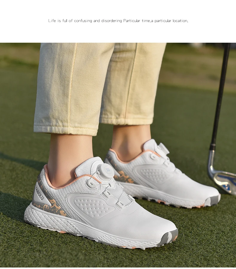Weiße Golfschuhe für Herren und Damen, wasserdichte Golf-Turnschuhe, rutschfeste Golf-Turnschuhe ohne Spikes, Leder, Outdoor-Sport, Leder-Golfschuhe – Detail 12