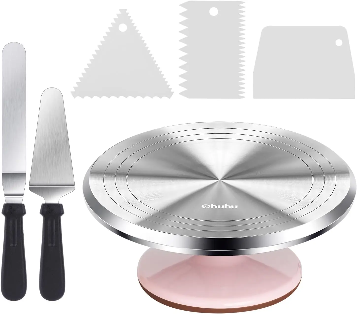 

12'' Aluminum Cake Turntable with Decorating Tools, Rotating Stand for Baking Supplies, Christmas Gifts