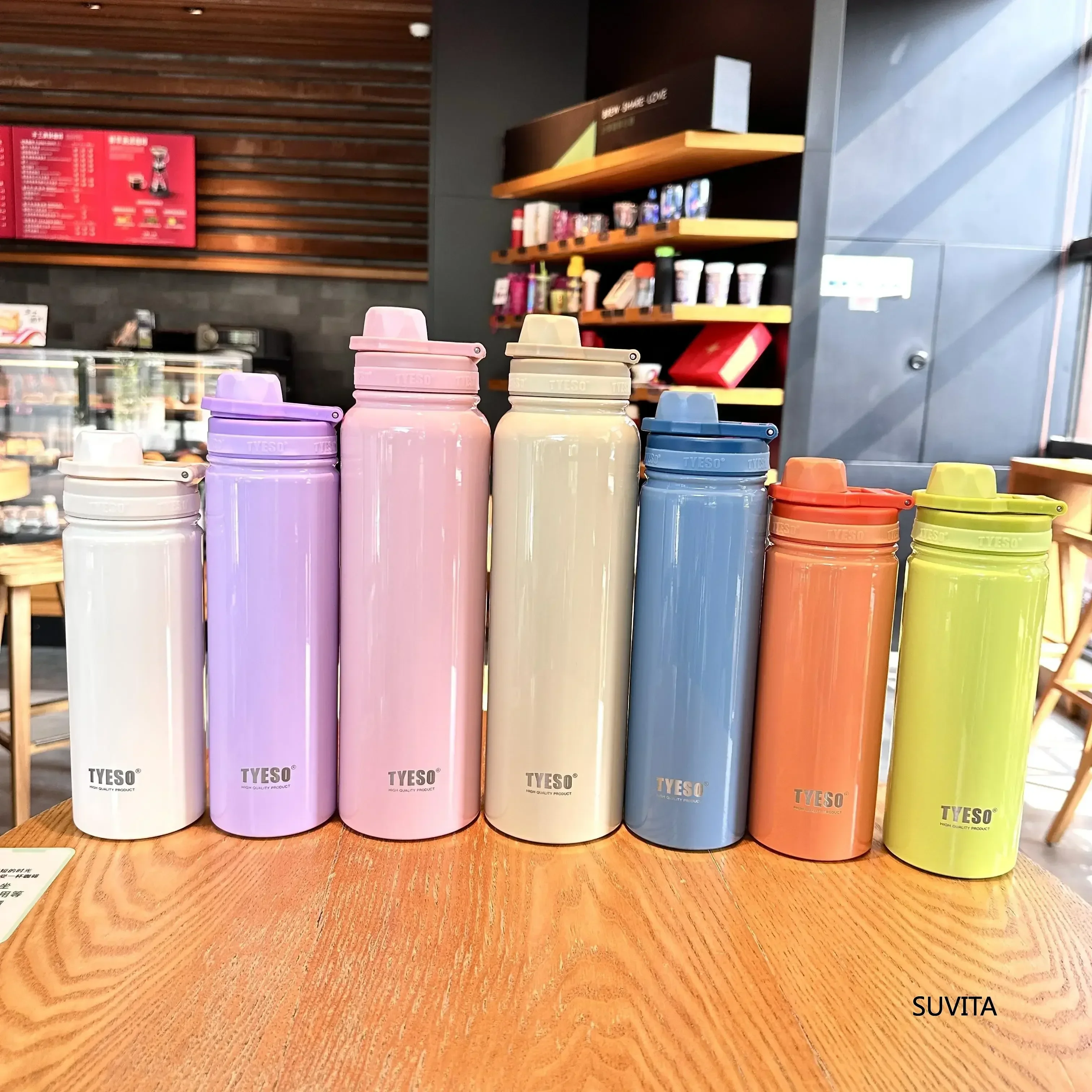 Tyeso-botella de agua térmica de acero inoxidable, vaso portátil, termo deportivo para mantener el frío y el calor, taza térmica, taza aislada para coche