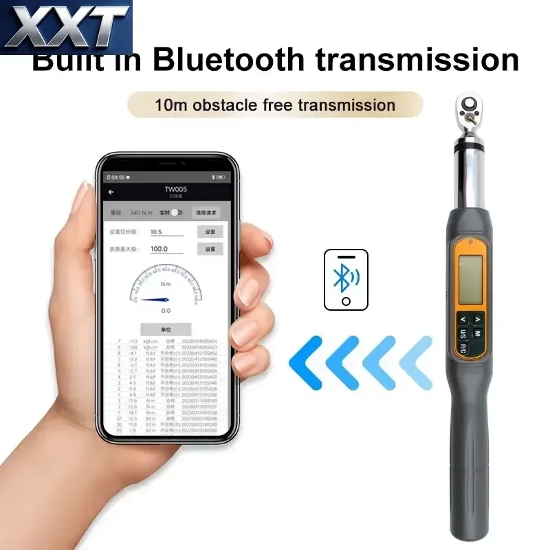 XXT 200Nm 1/2 Metric Digital Bluetooth Industrial Grade Chrome Vanadium Steel Torque Wrench OEM