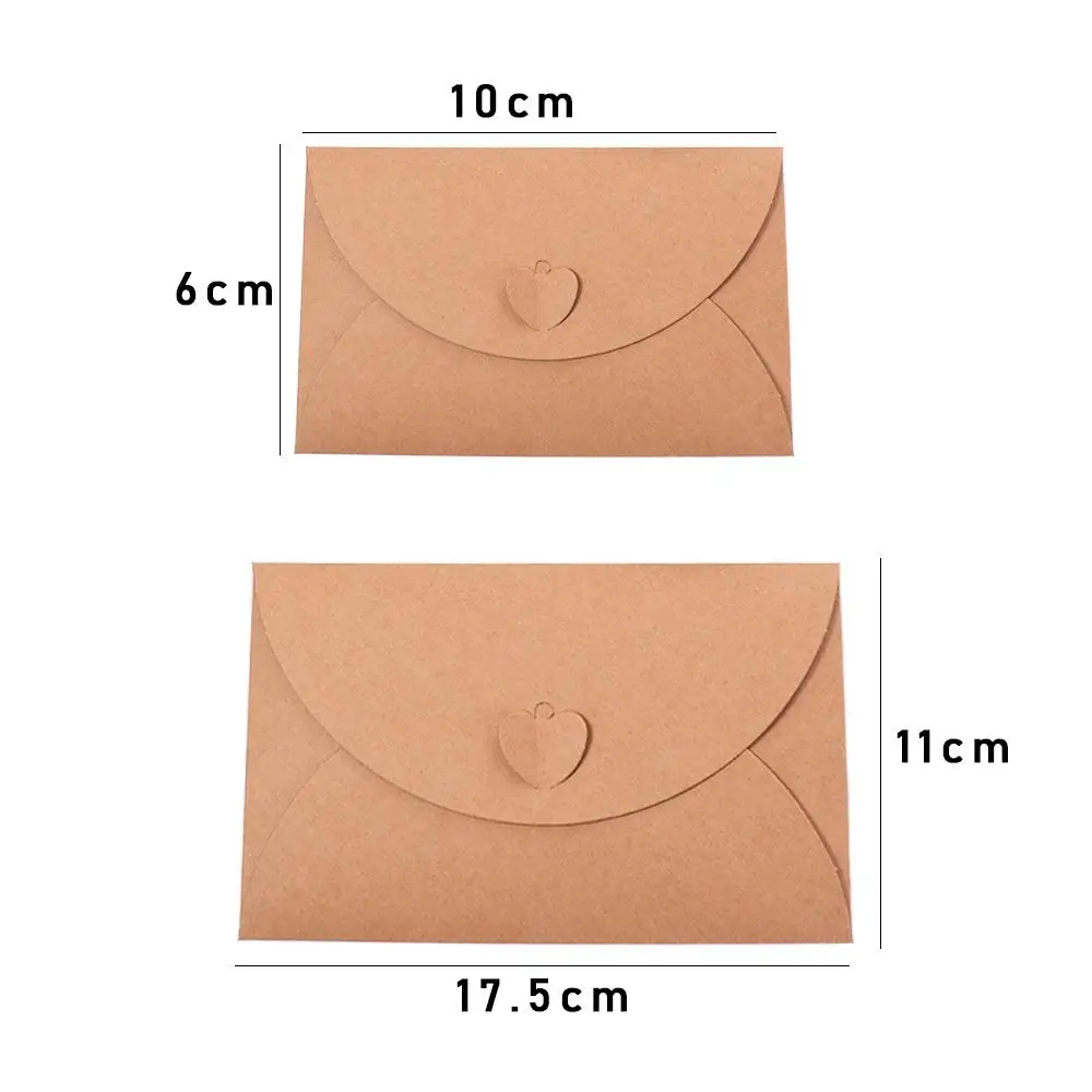 DIY Handmade Gift Card Vintage Kraft Paper Love Button Envelope Paper Envelopes