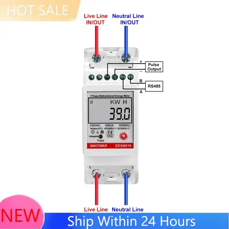 

A78K New 2P DIN-Rail Single-Phase Energy Meter Multifunction AC220V 5(60)A Voltage Current Power Energy Meter With RS485 Modbus