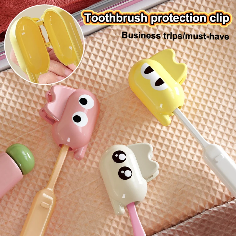 [L] Portable Toothbrush Head Cover Clips Cat Plastic Dustproof Head Germproof Protector Caps For Travel Hiking Camping Bathroom