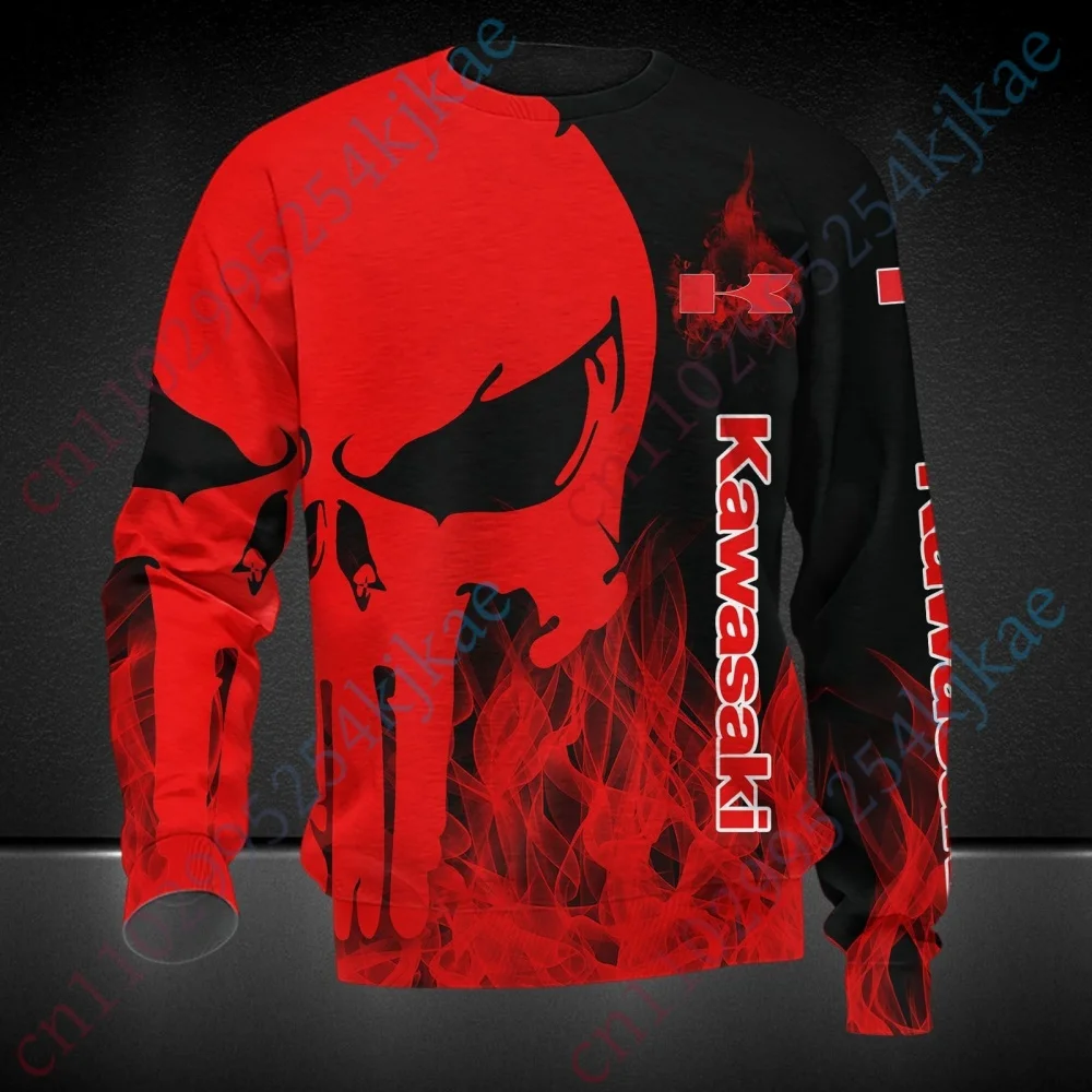 

Kawasaki T Shirt Anime Men's Clothing Harajuku Round Neck Long Sleeve Oversized T-shirt Casual Tshirt Breathable Essentials Top