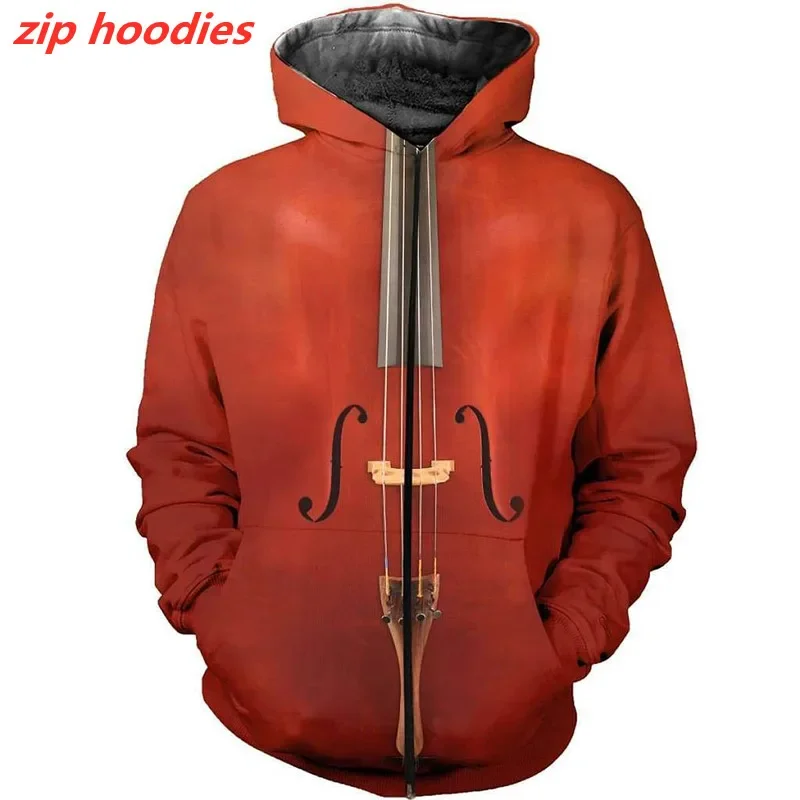 Sweat à capuche unisexe imprimé 3D Cello Art, sweat à capuche de loisirs de rue Harajuku, mode printemps et automne, rouge