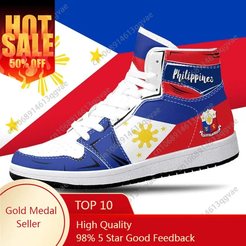 Philippines Flag Premium High Tops Basketball Sneakers Print Design Woman Man Holiday Party Matching Customized DIY Dropshipping