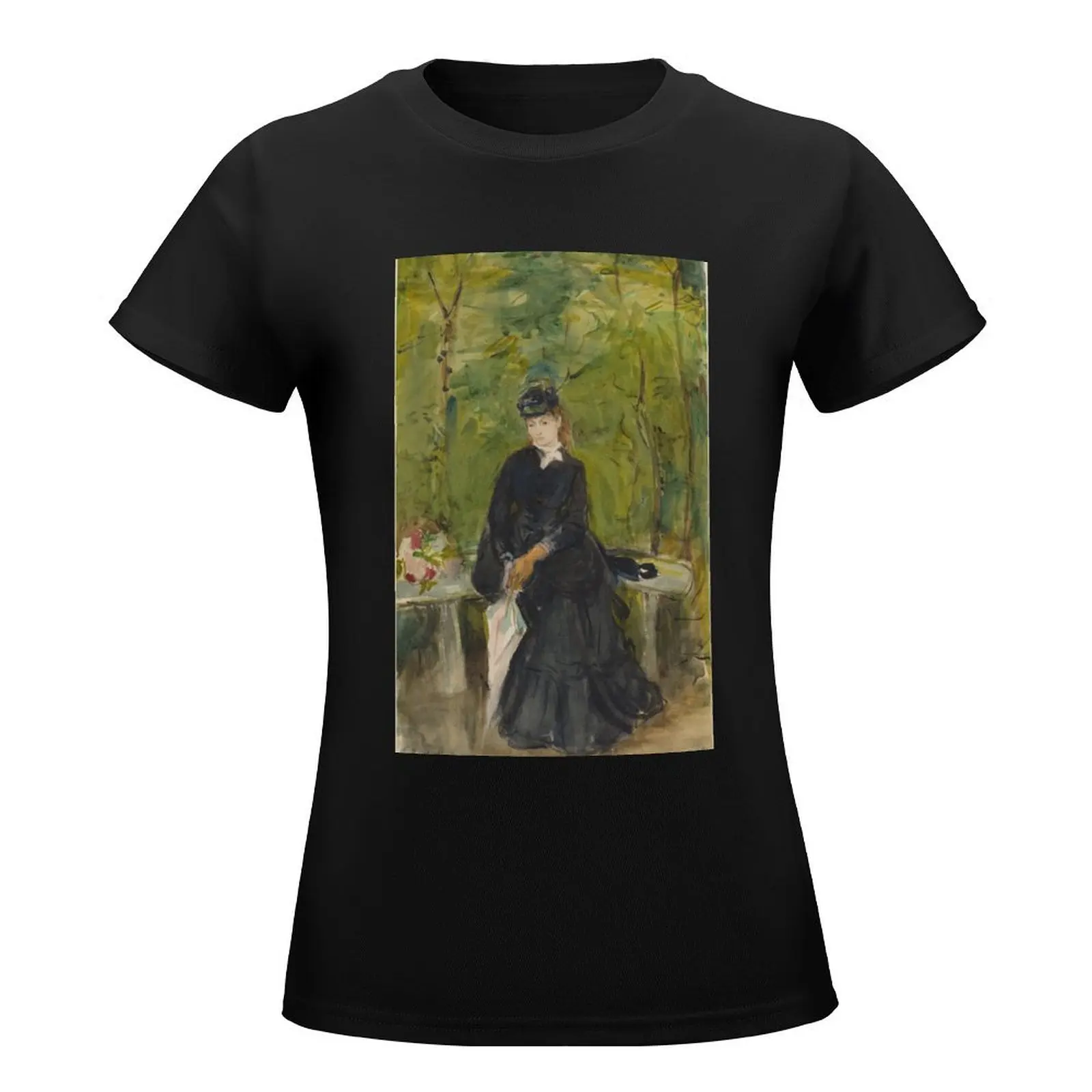 Berthe Morisot. De Zus Van De Kunstenaar Edma Zittend In Een Park, 1864 T-Shirt Zomerblouse Plus Maten Blanco Dames T-Shirt