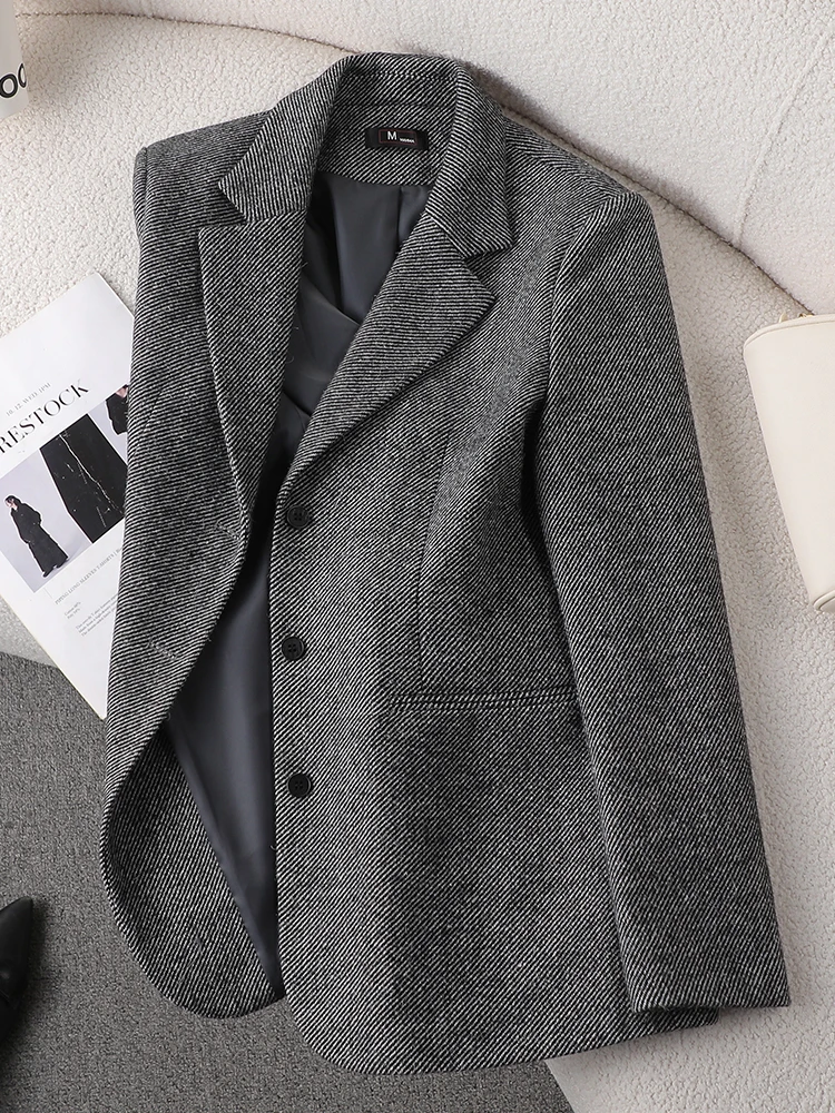 

Ele ey шерстяной костюм Jaet женский осенне-зимний свободный повседневный универсальный твидовый топ в стиле вестерн Quali Commute Faion