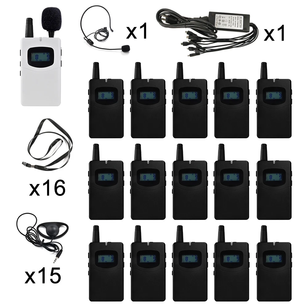 Wireless whisper Audio Guide System UHF for Tour Group Teaching Conference Museum Sports Training High Quality Long Endurance