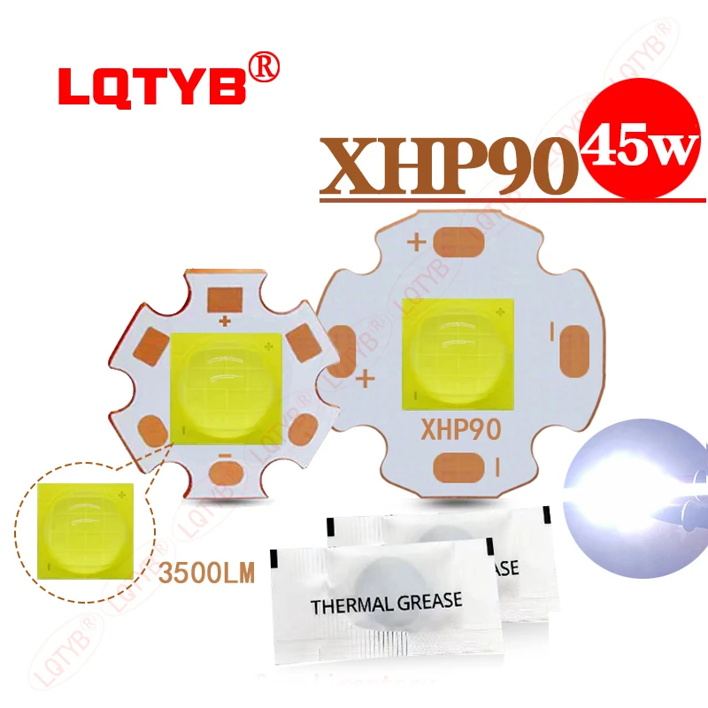 XHP90 high-power LED flashlight modified lamp bead 9 core 45 W welding 20mm/25mm copper plate