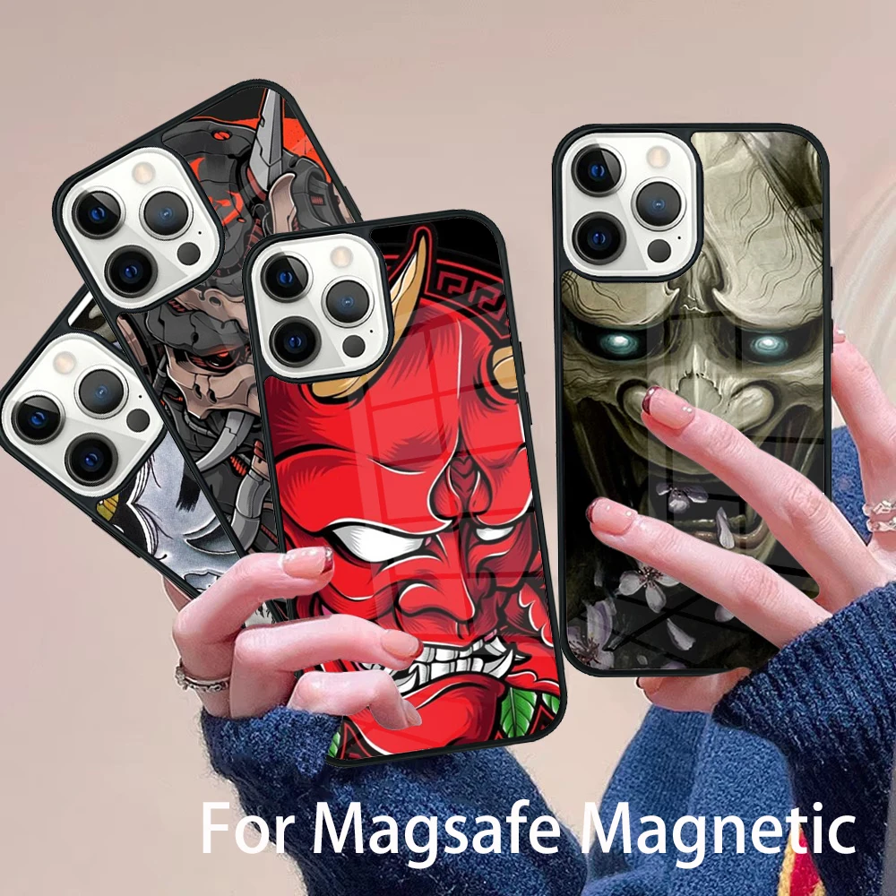 

Oni Mask Phone Case Magesafe Magnetic Wireless Charge Cover For IPhone 16 11 12 13 14 15 Pro Max Plus Mini