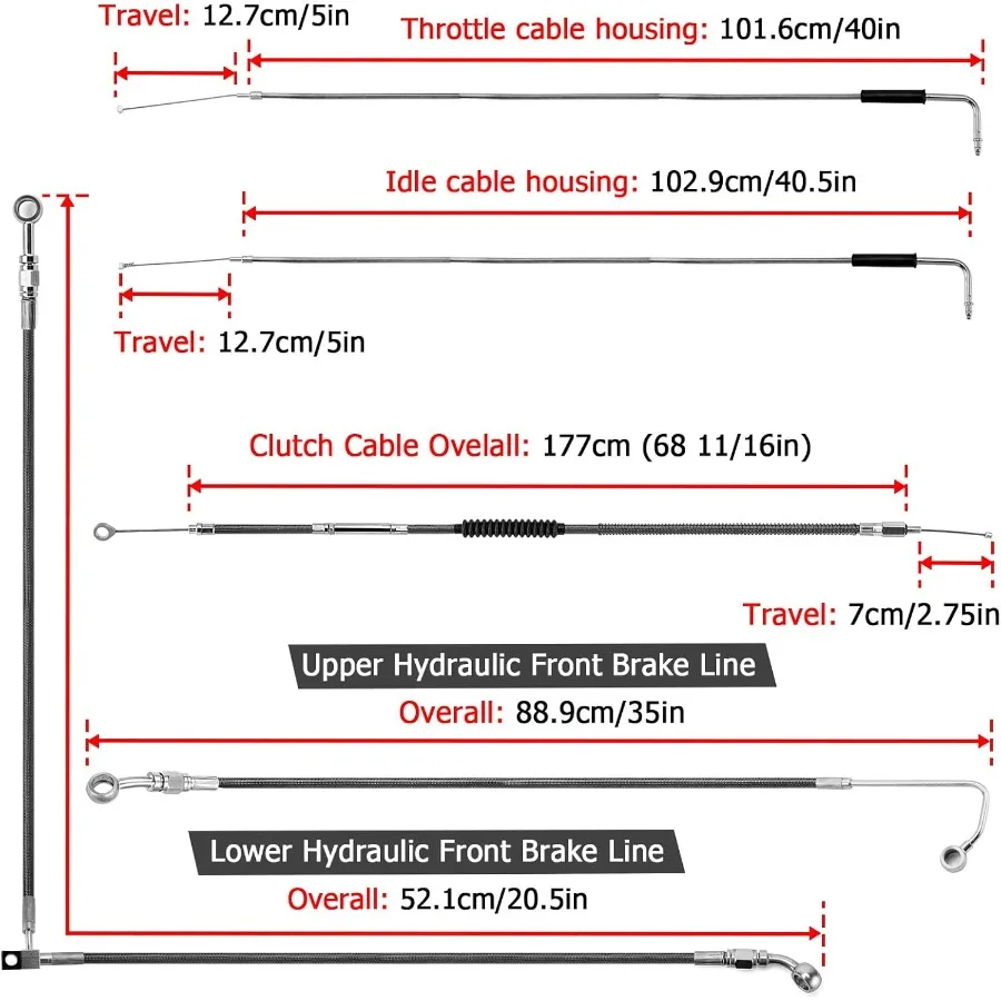 طقم كابل خانق وخامل مع خط فرامل أمامي علوي وسفلي ABS وكابل قابض مصمم لهارلي سوفتيل فات بوي سليم #6