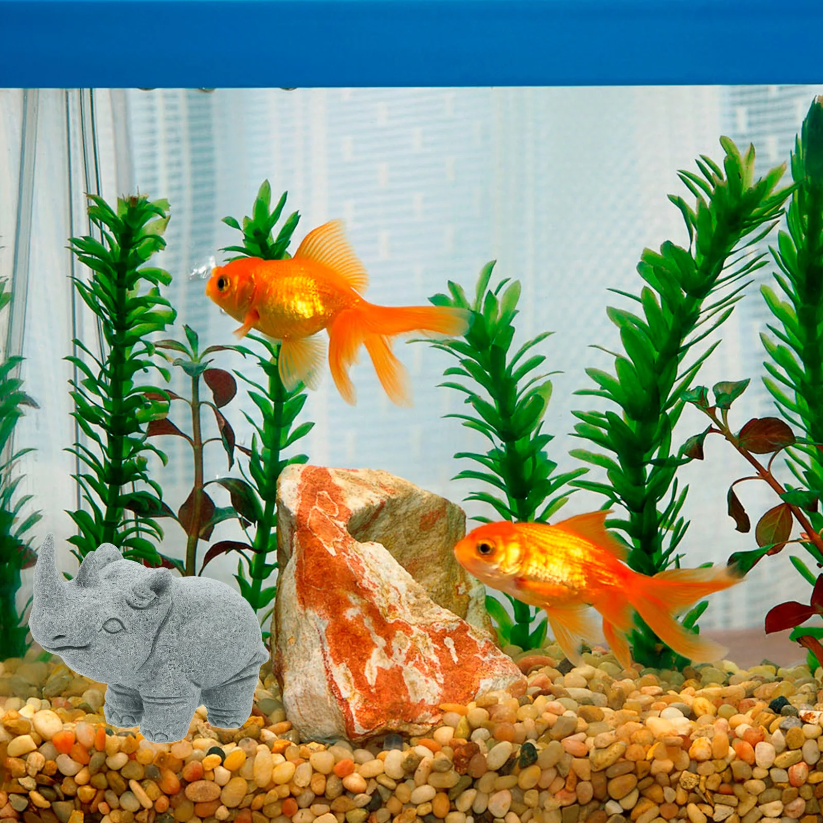 

Animal Figurines Stone Rhino Statue Aquarium Decoration Fish Tank Decor Small Landscape Craft Sculpture For Pets