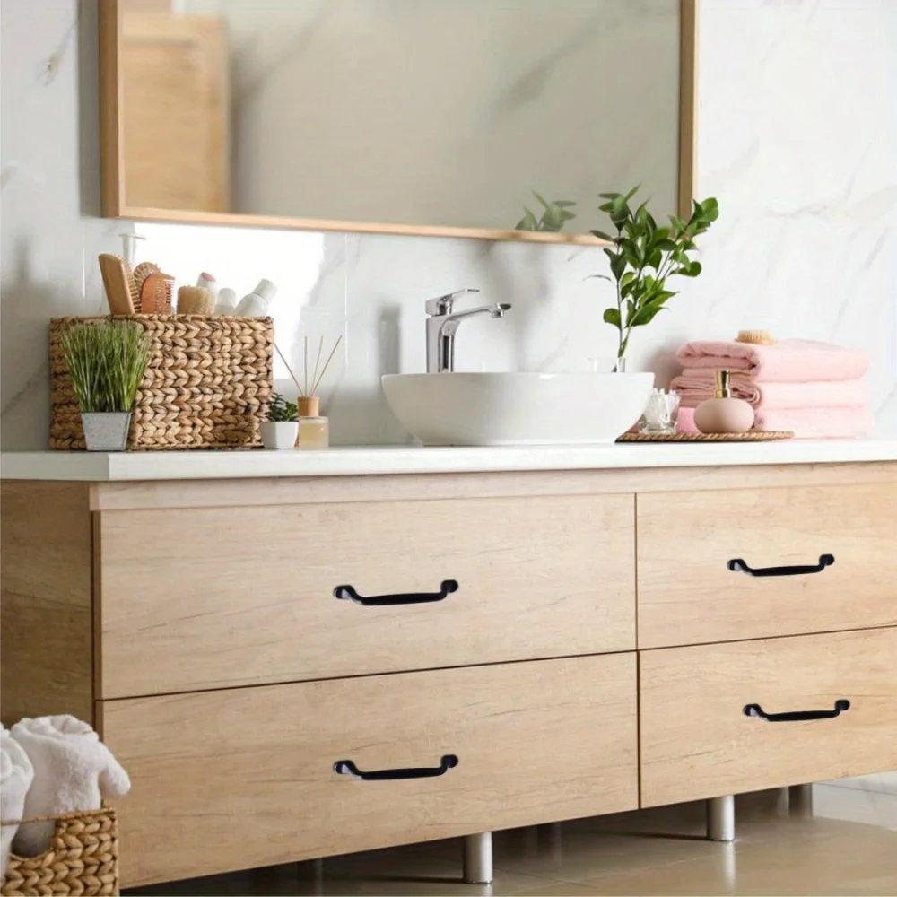 4/8/16Pcs Cabinet Handles with Screws, 128mm Black Pull Handles for Cupboards, Handle for Bedroom Furniture Door Drawer