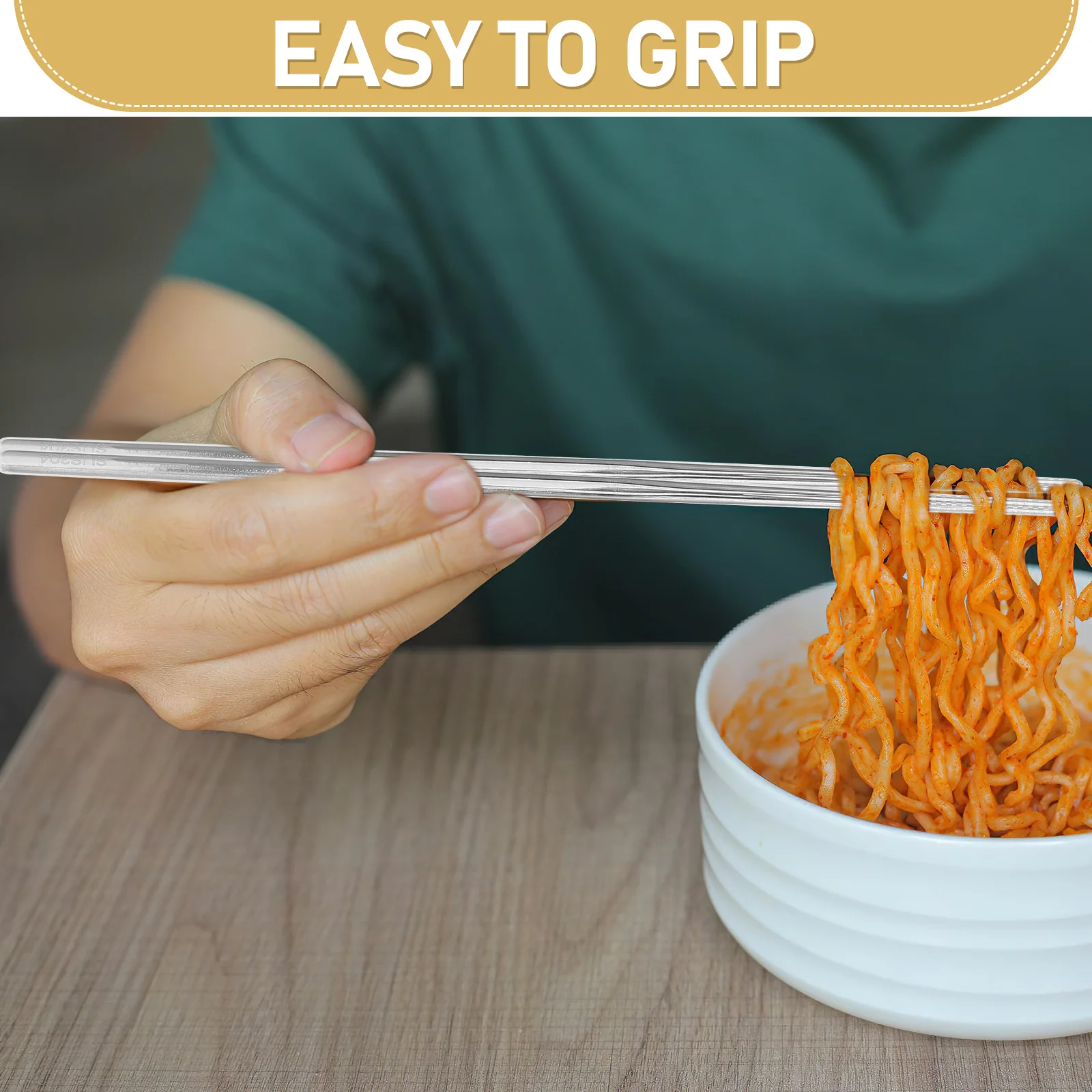 5 أزواج من عيدان تناول الطعام المصنوعة من الفولاذ المقاوم للصدأ مجموعة معدنية كورية غير قابلة للانزلاق قابلة لإعادة الاستخدام لغسالة الأطباق آمنة لحفلات المطبخ المنزلية