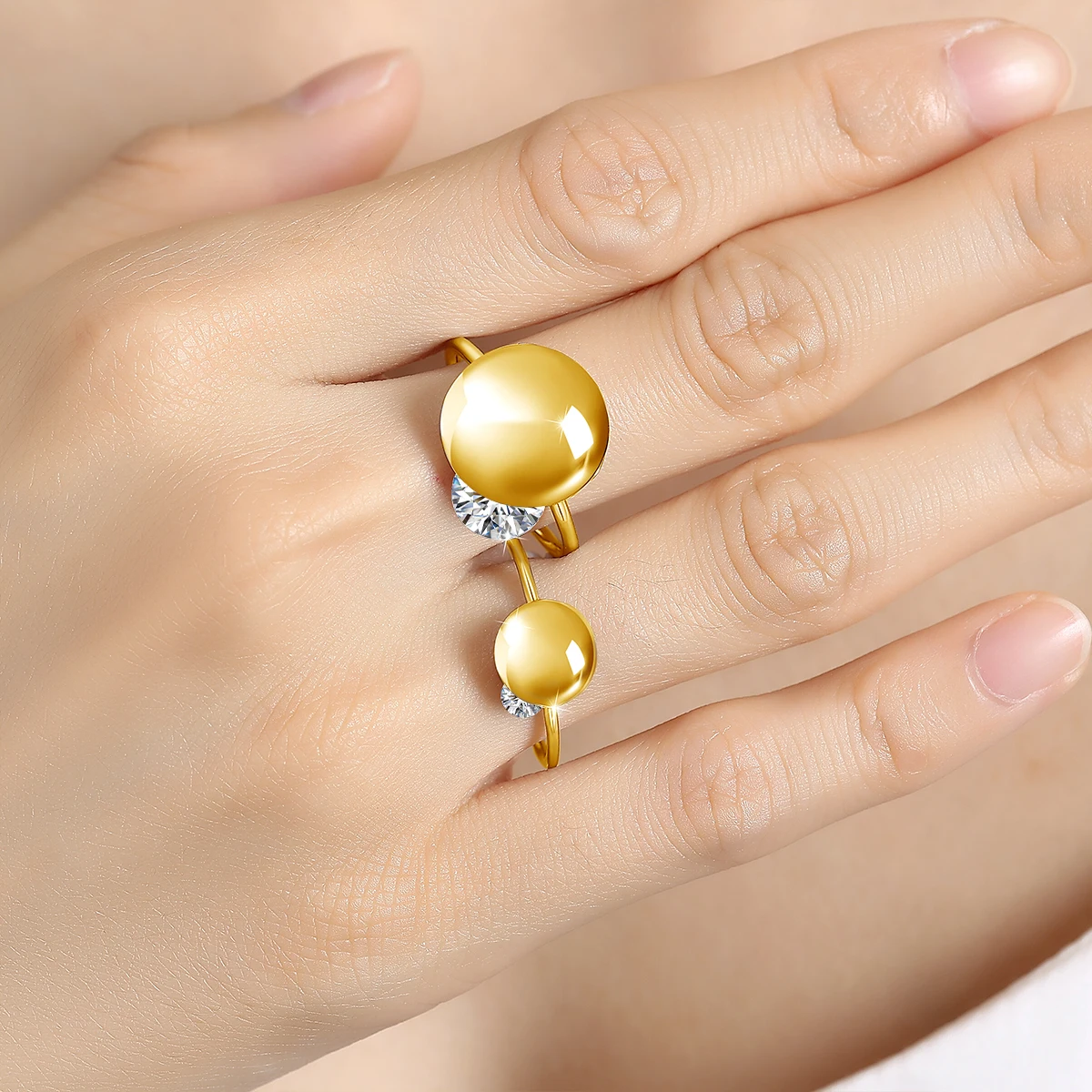  925 Silber 1CT Moissanit Muschelringe für Frauen 18K Goldfarbe Kleine Offene Ringe Damenschmuck Hochzeitsgeschenke Neu Trendig – Detail 7